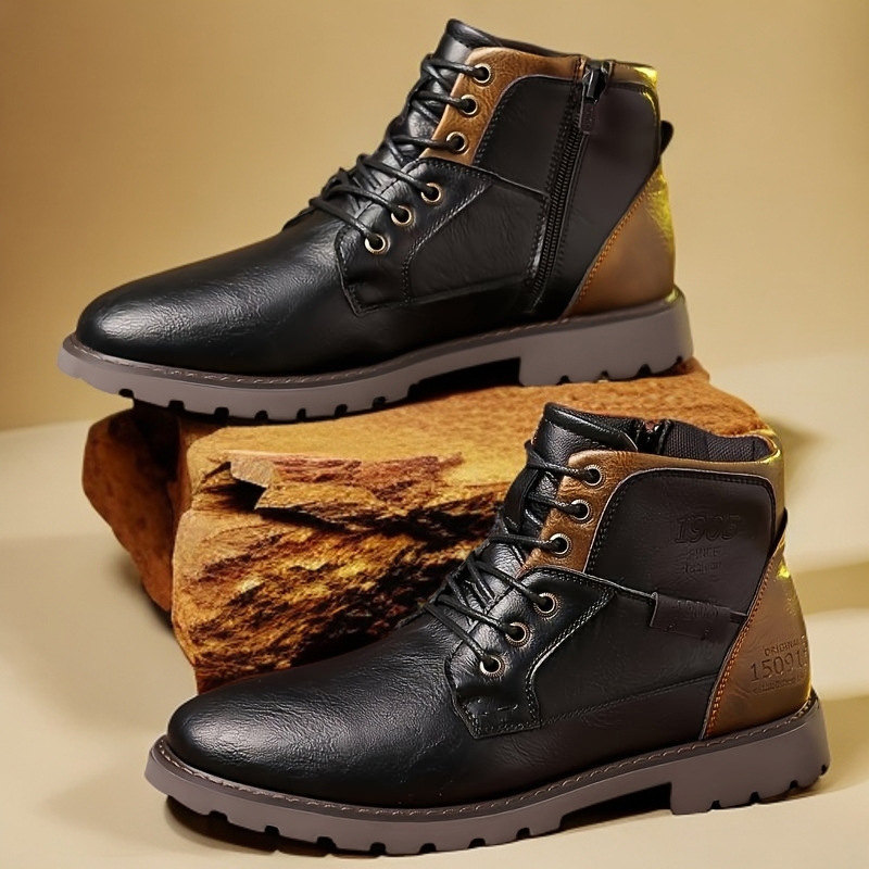 Leather Work Fabric - Skórzane męskie botki za kostkę, duże