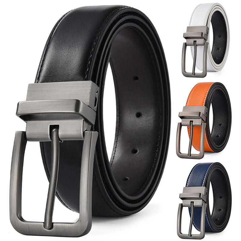 Leather Work Jeans - Męskie paski z odwracalną klamrą, pasek